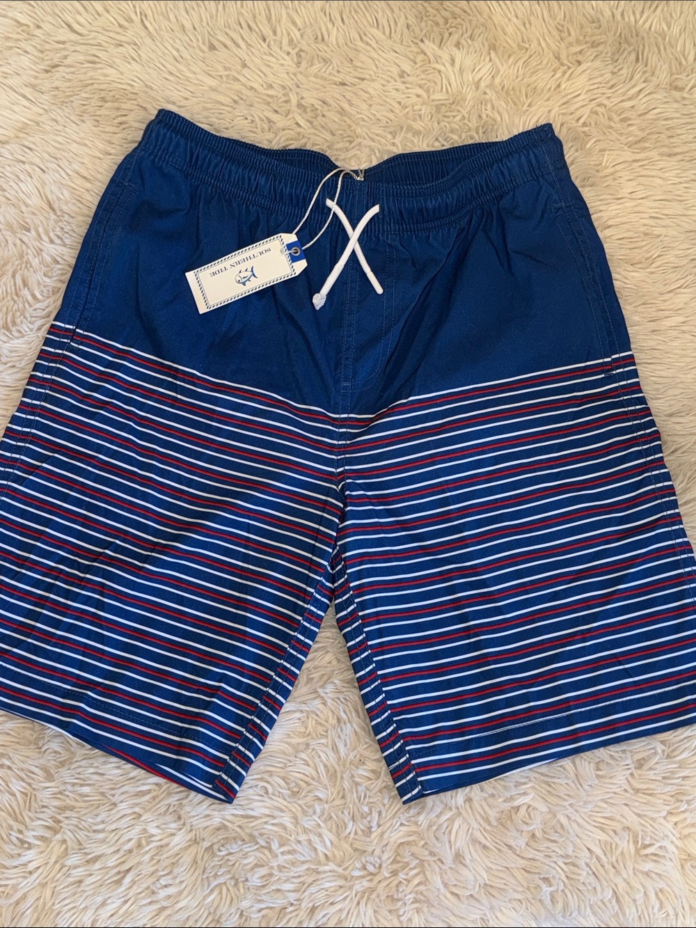 NWT Boys XL Southern Tide 🐟Navy Blue Striped Swim Trunks